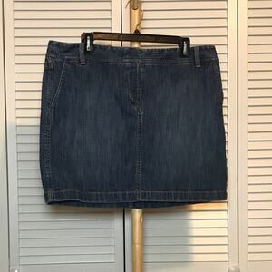 Ann Taylor LOFT Blue Denim Jean Skirt 14 A-Line Retro